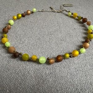 ADI Modeschmuck Beaded Necklace Multi Strand Woven Gold Olive PMA
